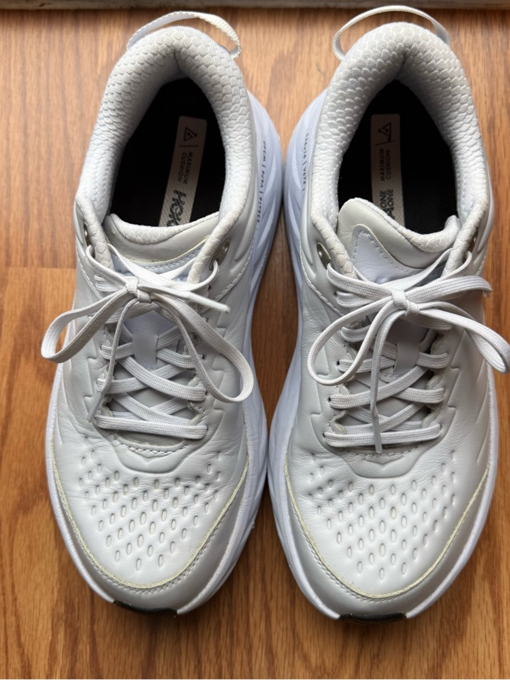 Hoka White Leather Bondi SR Running Shoes size 10
